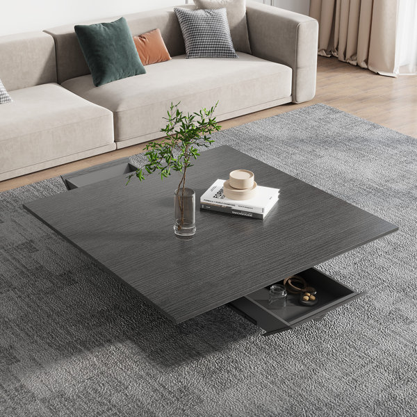 Latitude Run® Jecoa Modern Square Drum Coffee Table, Minimalist Wood